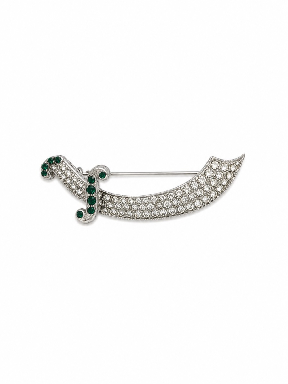 Vintage ORA Rhinestone Scimitar Sword Brooch Signed
